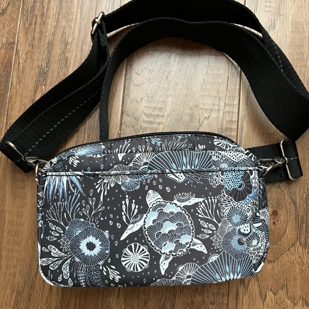 Sakroots Black and Blue Floral Crossbody Bag